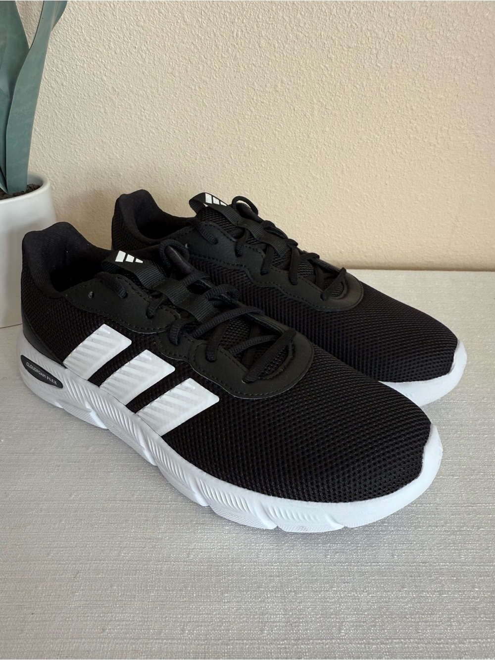 ADIDAS Cloudfoam Flex women’s Black Athletic Running Shoes with White Accents